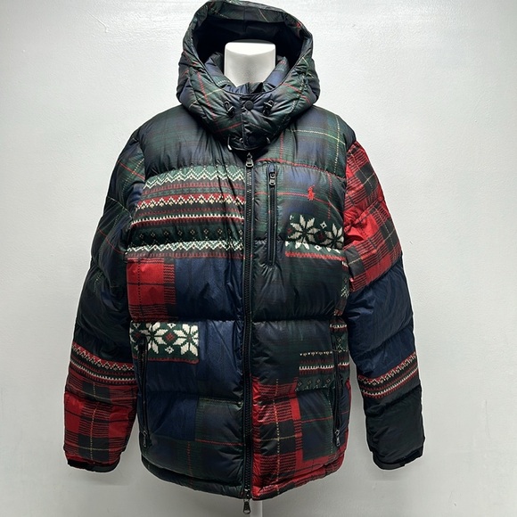 Polo Ralph Lauren The Gorham Ripstop Bomber Puffer Jacket Coat Patchwork L Large - Picture 1 of 12